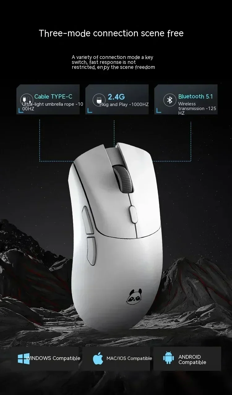 Wireless Gaming Mouse Metapanda P1 PRO MAX PAW3395 Sensor 26000 DPI 2.4G Wireless Bluetooth Wired 3-Mode E-sports Gifts