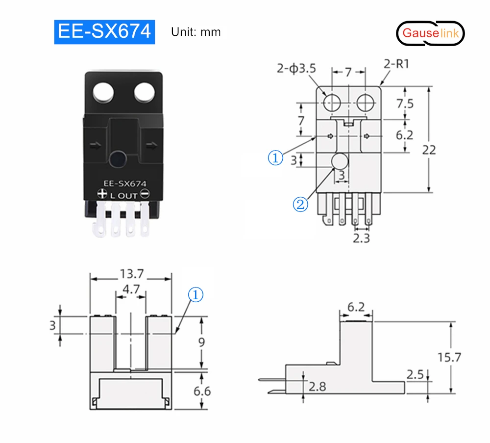 U-Förmigen Schlitz Lichtschranke EE-SX672 SX670/671/673/674 Induktion Grenze Sensor NPN PNP NO NC 4 pins für Digitale Drucker – Detail 17
