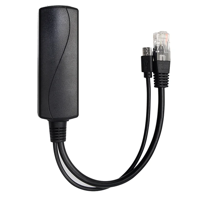 

100M PoE Splitter 5V 2.4A IEEE802.3Af PoE Splitter Cable Micro-USB Interface for Raspberry Pi