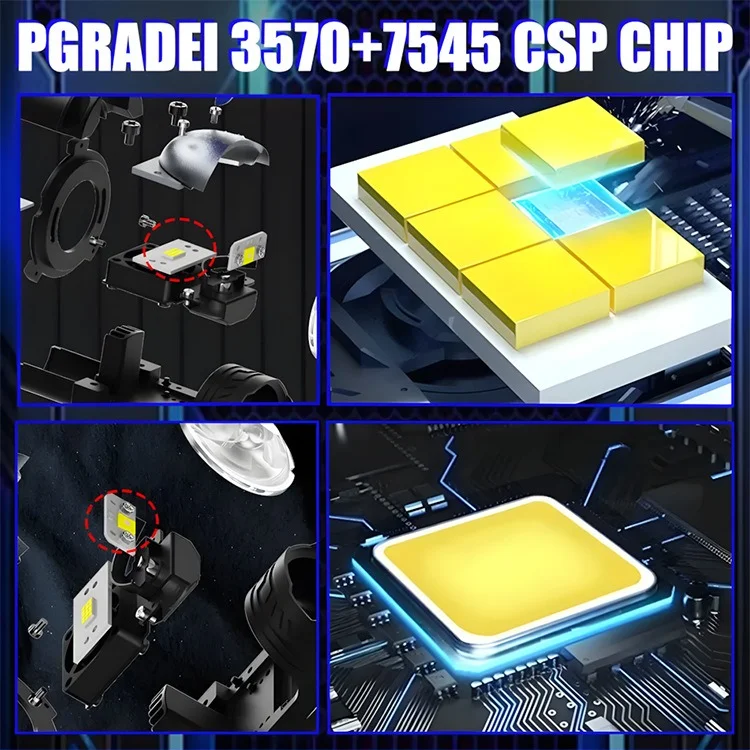 H4 LED 자동차 헤드라이트 T92 바이 LED 프로젝터 렌즈 130W 레이저 상하향등 일체형 미니 렌즈 초고휘도 백색광 램프
