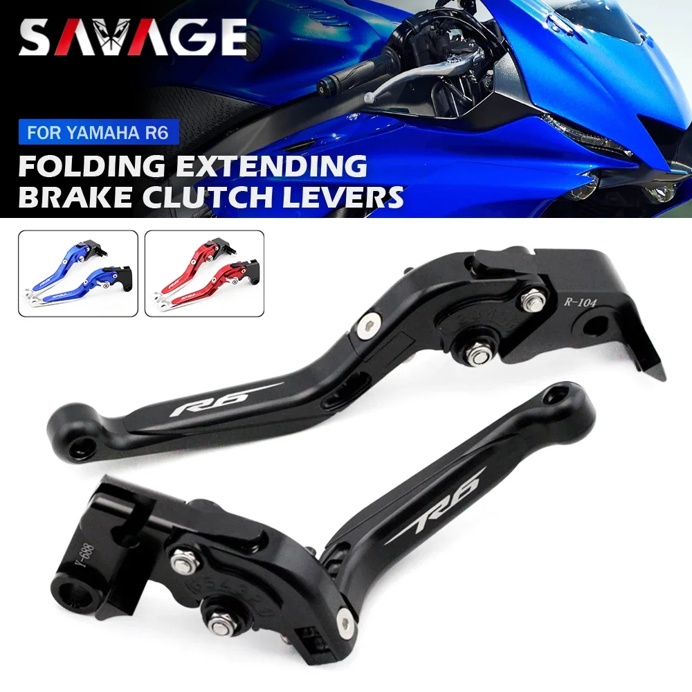 YZF R6 브레이크 클러치 레버, YAMAHA YZFR6 YZF-R6 2005-2022 오토바이 액세서리, 조절 가능한 접이식 확장형 컨토롤 핸들 