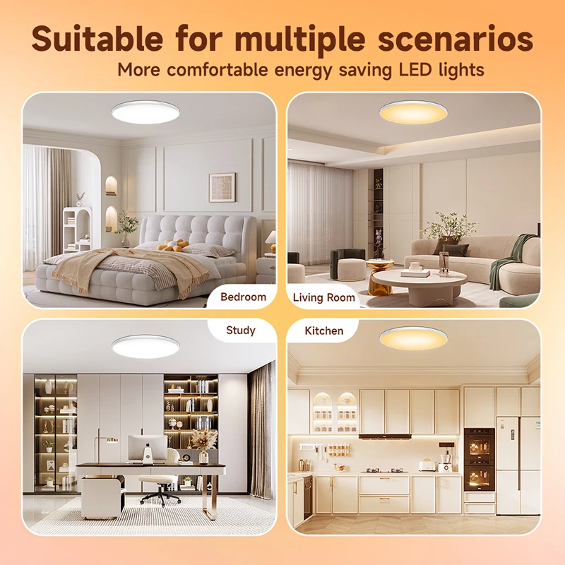 Modern Round LED Ceiling Light Fixture - 30W/40W, Decorative Indoor Lighting for Living Room, Bedroom, and Kitchen