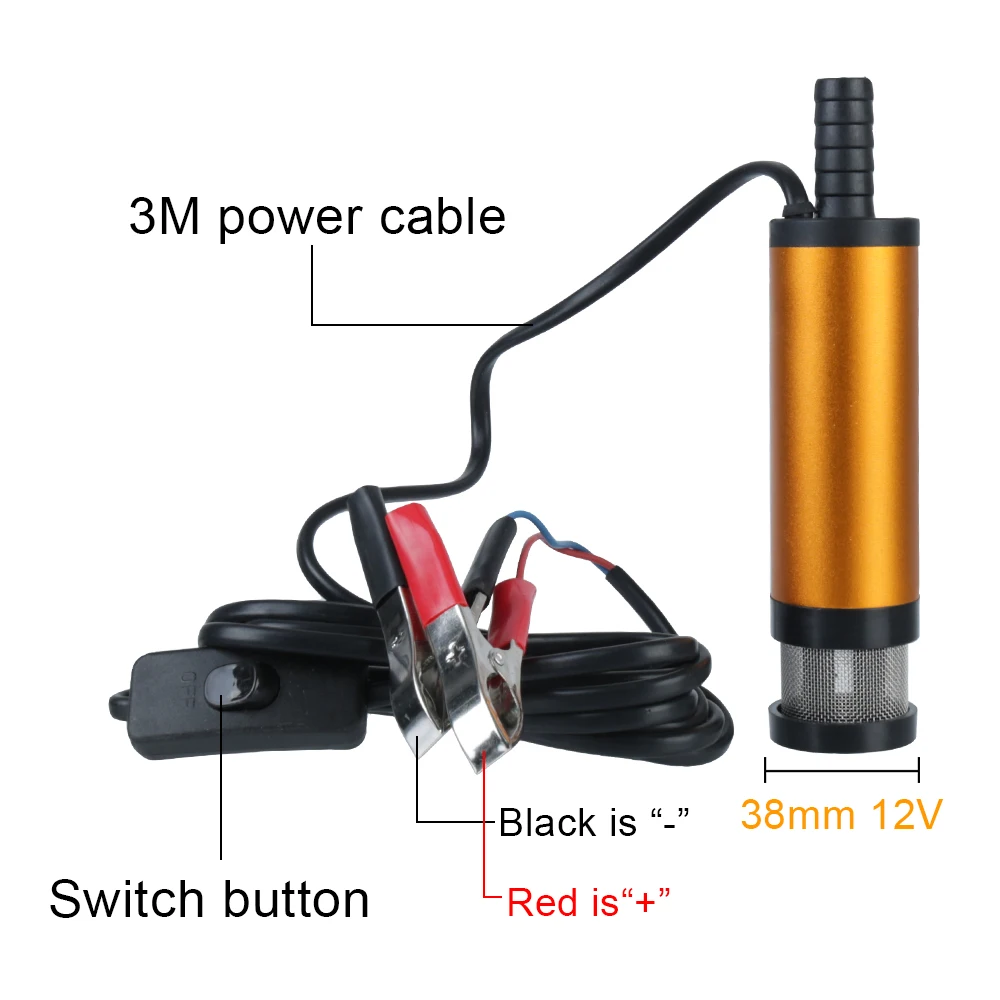 รูปสินค้า ปั๊มถ่ายโอนไฟฟ้า 12V 12 ลิตรต่อนาที สำหรับน้ำมันดีเซล น้ำ เชื้อเพลิง เปลี่ยนถ่ายน้ำมัน รถบรรทุก เรือ รถยนต์ ปั๊มอเนกประสงค์