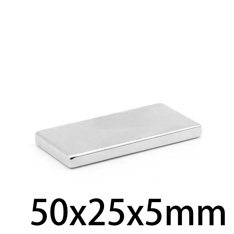 1/2/3/5/10 Pz 50X25X5Mm Grande Blocco Magnete Di Terre Rare N35 Rettangolare Forte Magnete Al Neodimio 50X25X5 Magnete Permanente 50*25*5