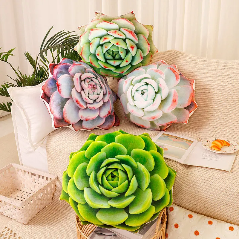 3D Printed Simulated Succulent Plant Cactus Plush Toy Stuffed Plants Throw Pillow Sofa Plushies Cushion Anime Soft Kids Toys