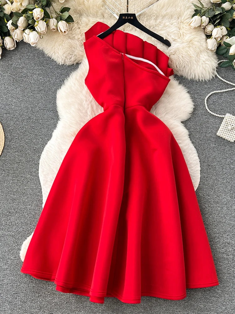 white christmas dresses JETAN: Vintage Y2K Tube Women's Party Mini Dress Asymmetric (XS) – Fashion  Aftermath main image 0