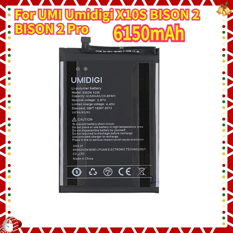 New 6150mAh Hight Capacity for UMI Umidigi X10S BISON 2 BISON 2 Pro Battery Cell Phone Replacement High Quality Batteries