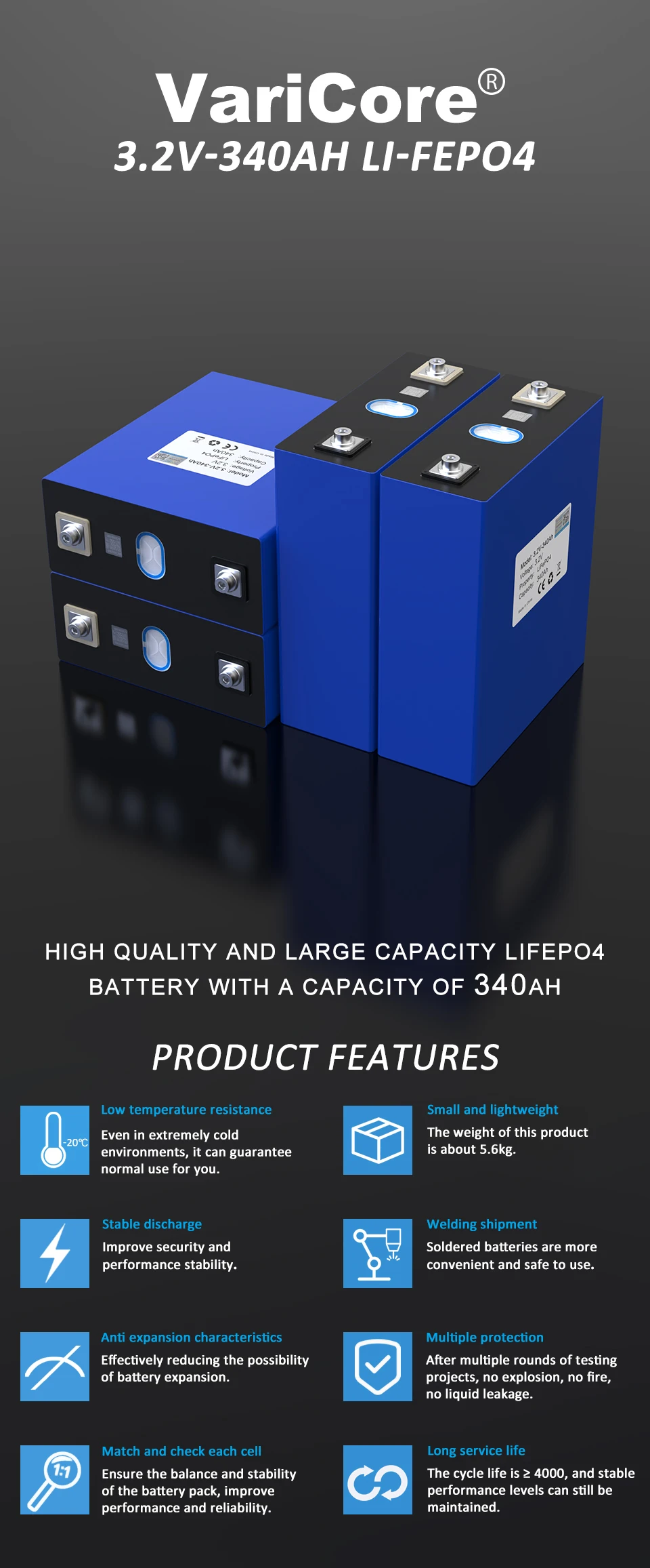 3.2V LiFePO4 Battery 320AH 280ah 200ah 150ah 105ah 340ah DIY 12v 24V Automotive