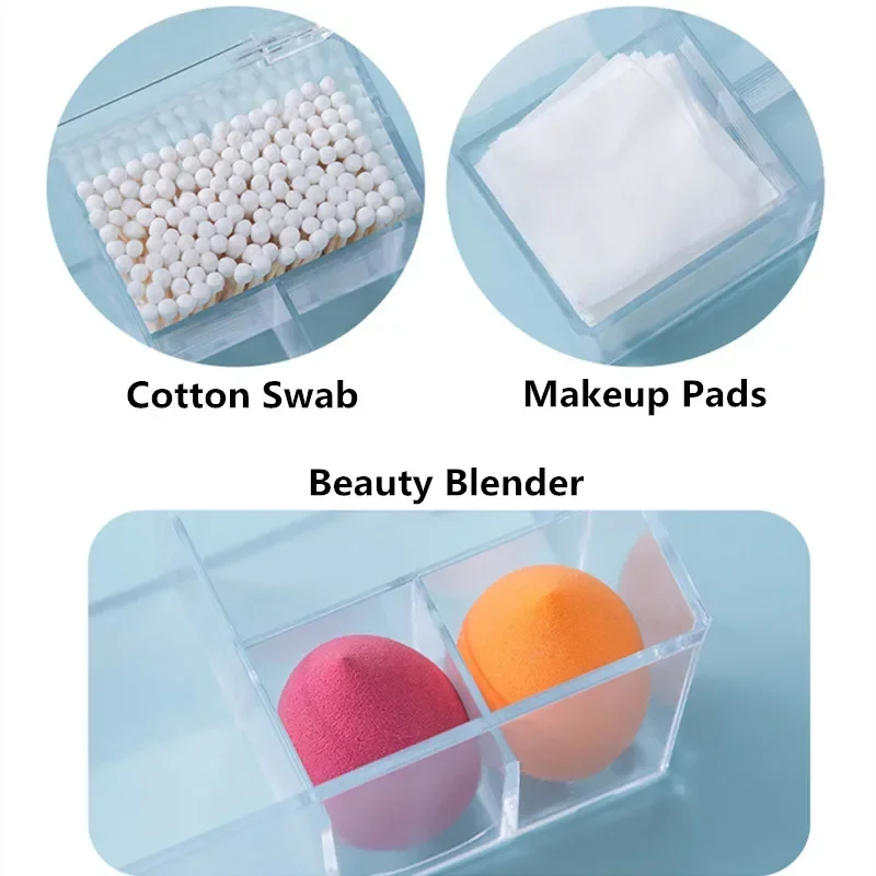 Dustproof Plastic Makeup Organizer Bathroom Cotton Pads/Swab/Beauty Blender Storage Box Lid Lipstick/Nail Polish Organizer 5