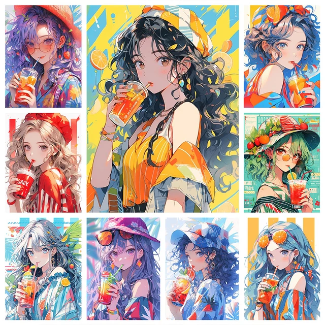 5D Diamond Painting Anime Cartoon Girl Full Square With AB Drill Mosaic DIY  Diamond Embroidery Landscape Art Home Decor Gift 