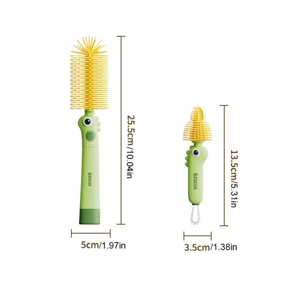 2PCS/SET 3-in-1 Baby Bottle Cleaner Set Silicone 360 Degree Rotation Nipple Brush Multi-functional Long Handle Baby Bottle Brush