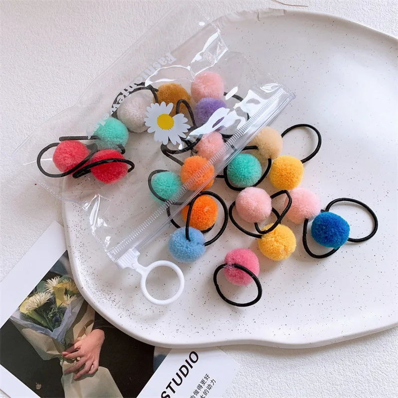20 teile/satz baby kleine Pompoms haargummi elastische haar gummibänder für mädchen ball haar seil kinder mini scrunchies kind kopfschmuck – Detail 6
