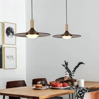 Noyer noir restaurant chambre chevet simple créatif soucoupe volante en bois massif chez l'habitant bar café nordique lustre en cuivre 3
