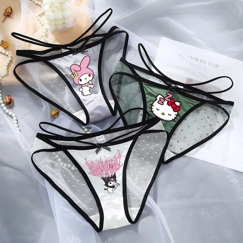 Anime Hello Kitty Cross Straps Sexy Girls Underwear Simple Cotton