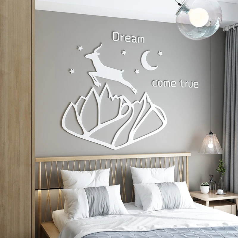 

WS283 creative poster at the bedside 3D master bedroom, living room, TV background, wall layout, self-adhesive