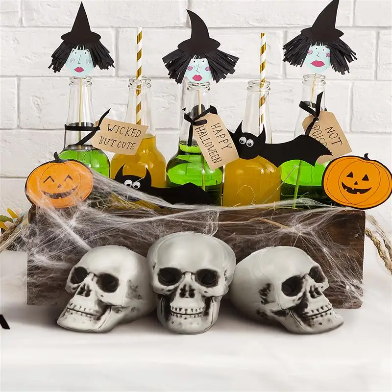 30 Mini Têtes De Crâne En Plastique - Déco Halloween Réaliste - Pour Fête, Escape Game, Ambiance Effrayante