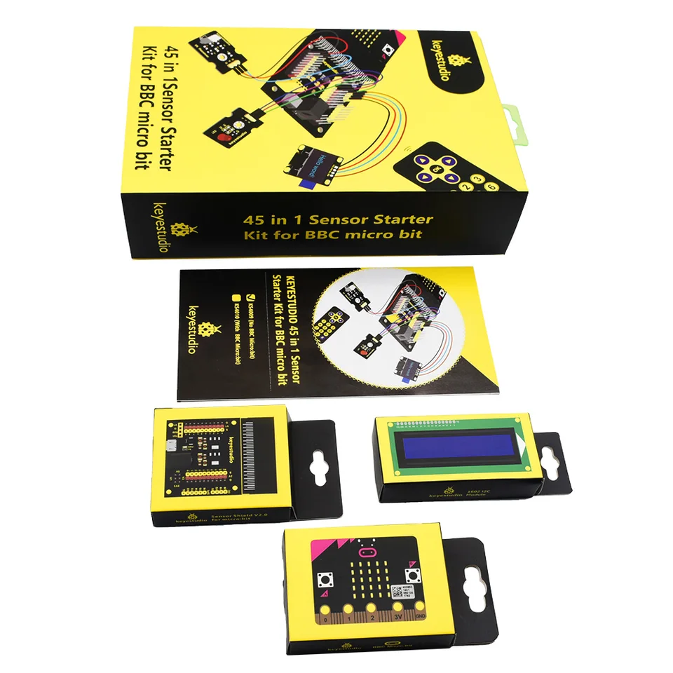 KEYESTUDIO BBC Micro:bit 37 in 1 Starter Kit with Microbit V2.2 Board, STEM Education for Beginners and Kids