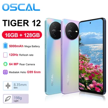 Blackview OSCAL TIGER 12 Smartphone 6.78'' 120Hz 2.4K Display Call Phone 8GB RAM+128GB ROM 64MP Telephon Portable Android 13 NFC