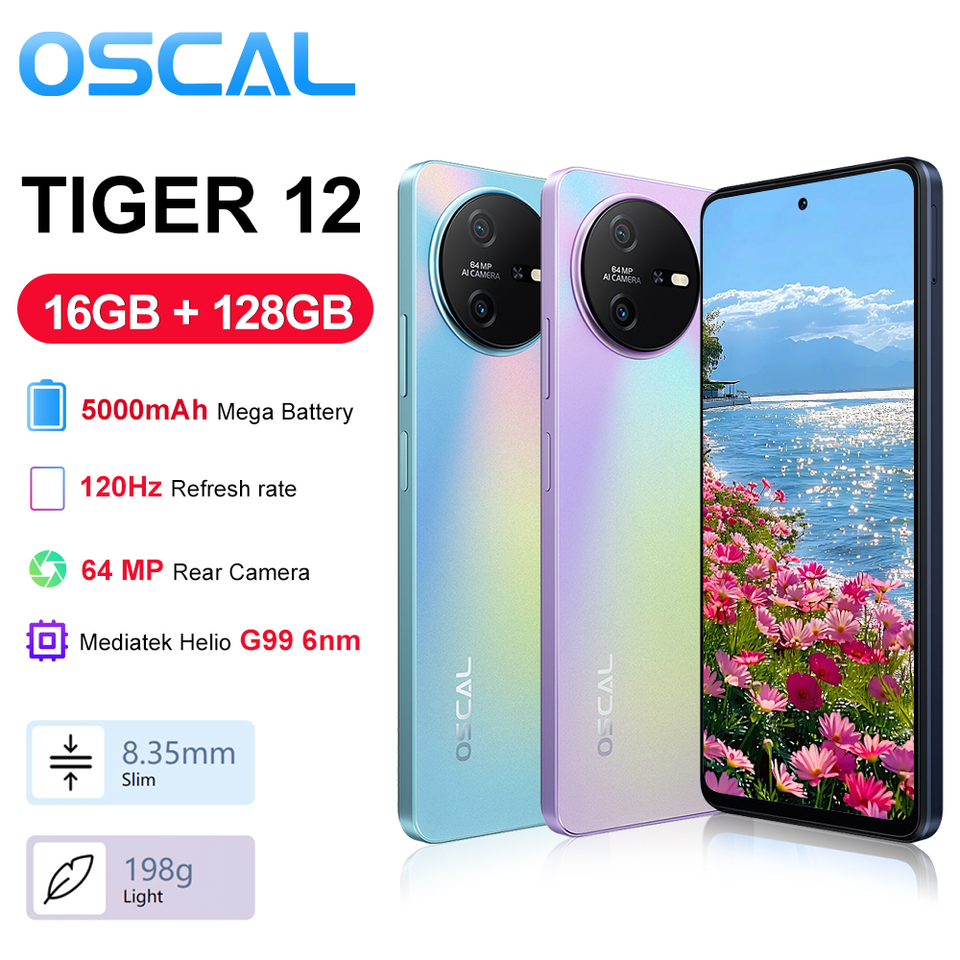  Blackview OSCAL TIGER 12 Smartphone 6.78'' 120Hz 2.4K Display Call Phone 8GB RAM+128GB ROM 64MP Telephon Portable Android 13 NFC 