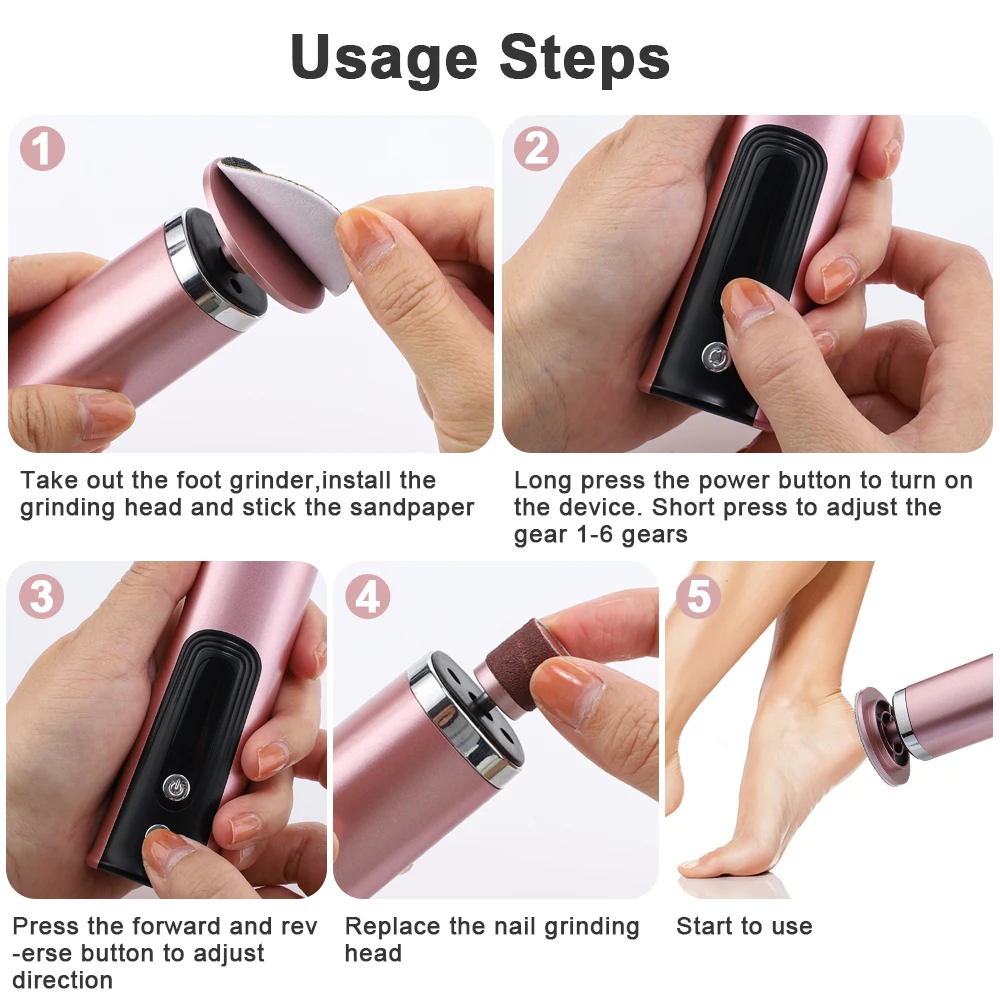 Wireless Electric Foot Callus Remover Grinder Rechargeable Pedicure Tool Dead Sk