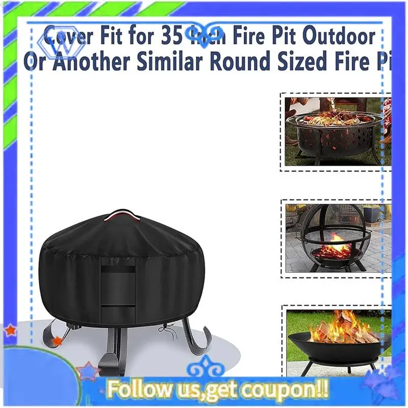 Easy To Use Round Fire Pit Cover For Fissfire Fire Pit Sphere Table Cover Fireplace 36 X 34Inch
