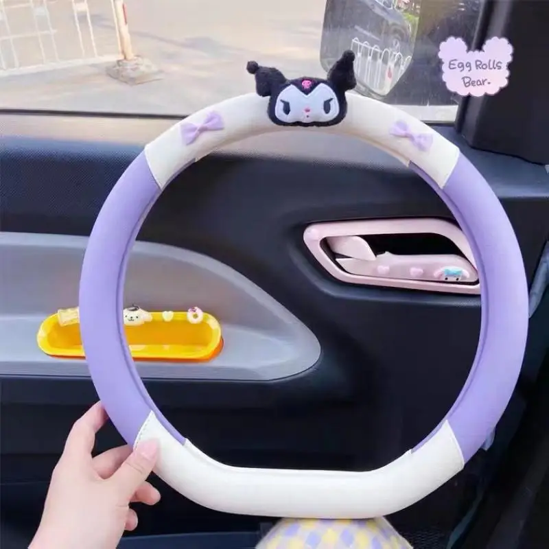 Sanrios Cinnamoroll Mymelody kawaii Cartoon 37-38cm Anime Plush Car  Steering Wheel Cover non-slip Steering Wheel Protector