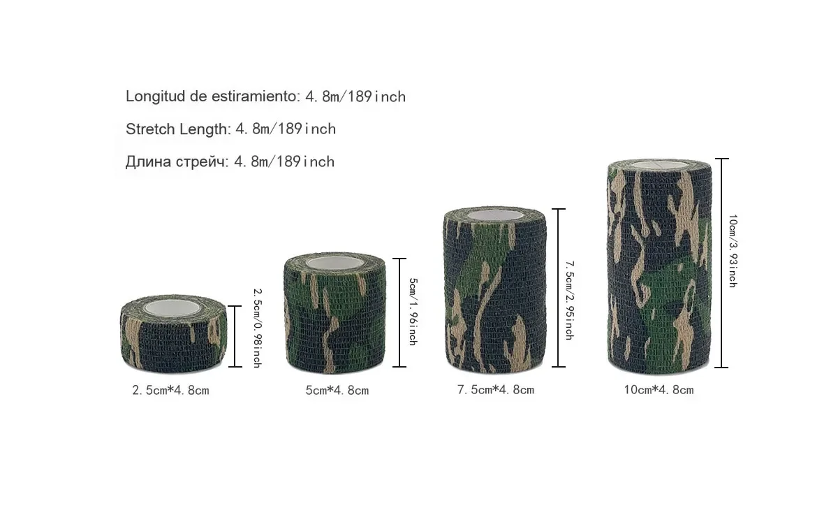 6/10/15 Stück 4,8 m Militärband für den Außenbereich, Jagd, Tarnung, unsichtbares Klebeband, langlebige elastische Bandage – Detail 5