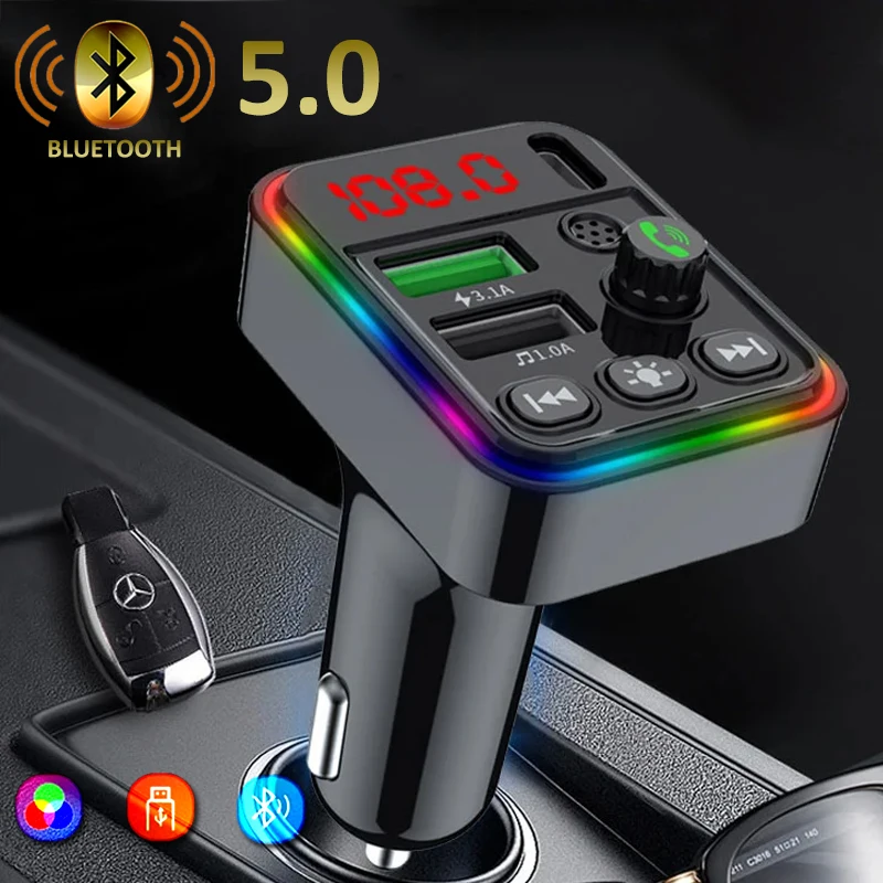 

FM-трансмиттер автомобильный с Bluetooth 5,0 и mp3-плеером, 2 USB-порта
