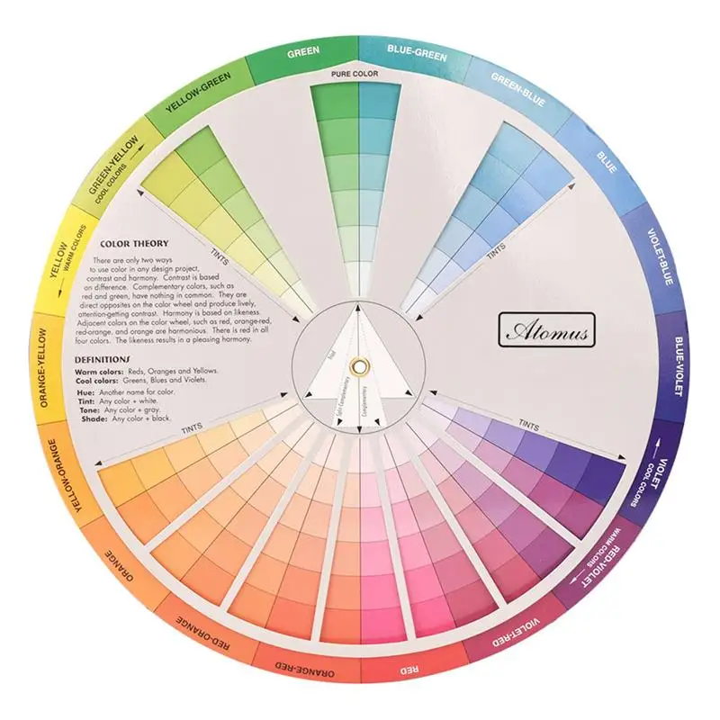 Rotation Wheel Color Board Chart Mixed Color Guide Tool Painting supplies Creative Color Wheel Color Learning  for Woman Man