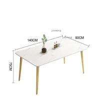 Modern Nordic Light Luxury Dining Set – Slate Table with Metal Frame and Upholstered Backrest Chairs - Image 5