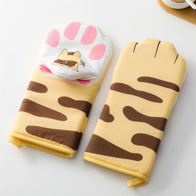 Cute Cartoon Design Oven Mitts Heat Resistant Cooking Gloves  Multifunctional Breathable Non Slip Anti-scalding Kitchen Gloves -  AliExpress