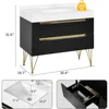 36 Inch Bathroom Vanity with Sink, Bathroom Cabinet with White Sintered Stone, Bathroom Sink Vanity, 4 Drawers Soft Close System 2
