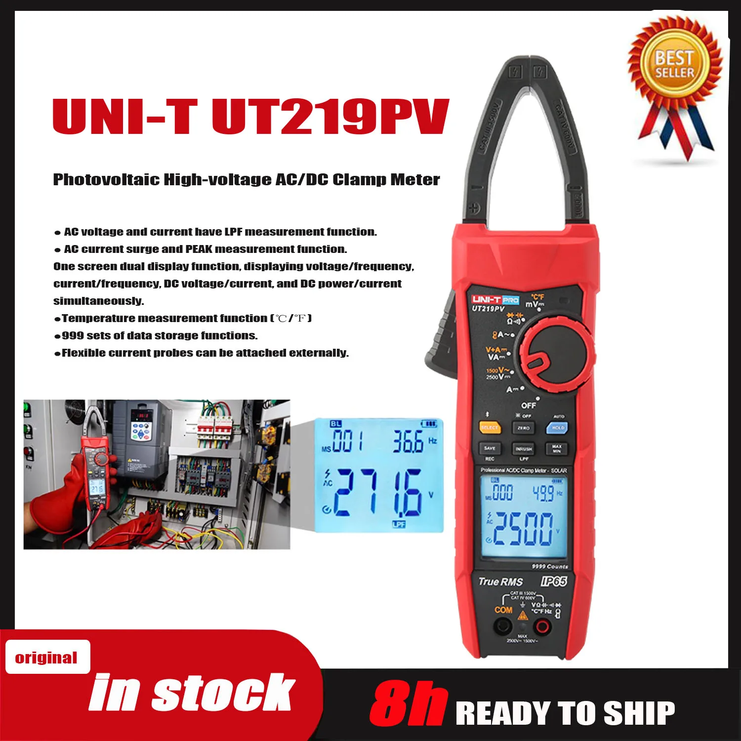 

UNI-T UT219PV измеритель зажима AC DC плоскогубцы Амперметр Вольтметр 1000A 1500V 2500V PEAK LPF измерение цифровой Bluetooth мультиметр