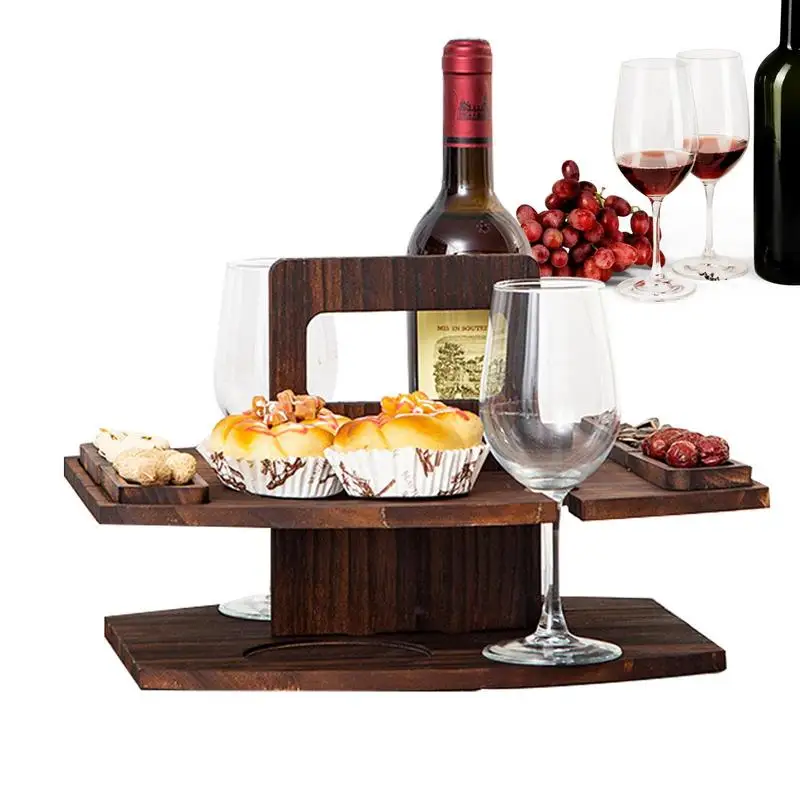 Wine Picnic Table Portable Detachable Wooden Picnic Table Glass Holder Champagne Picnic Snack Table durable Home Supplies