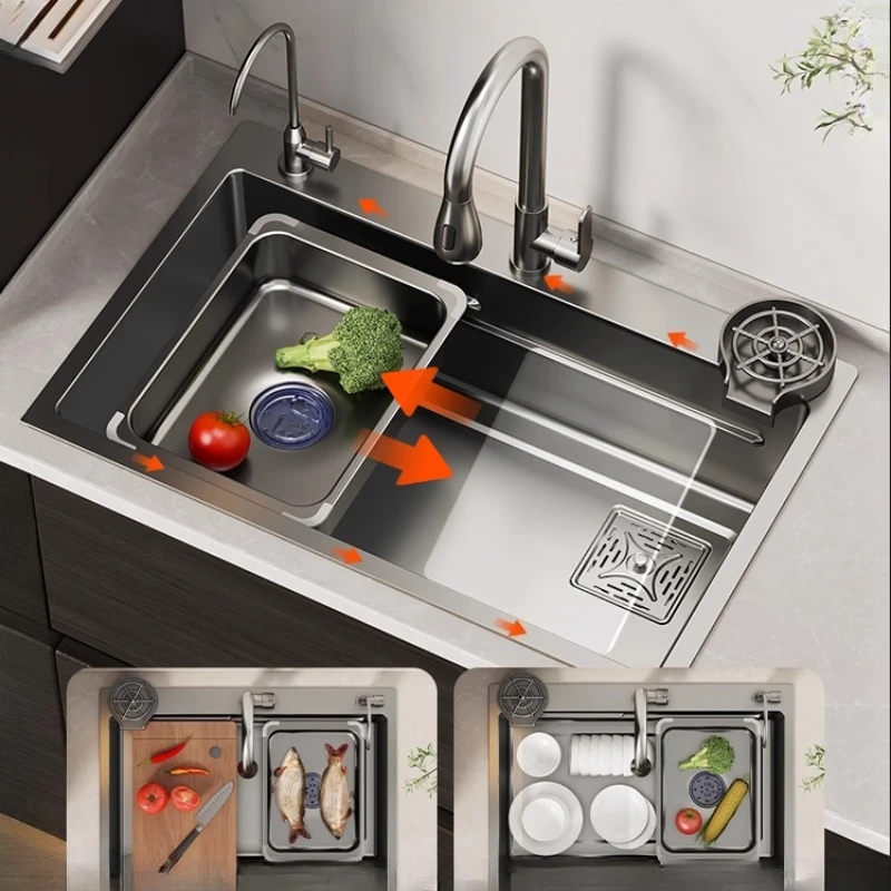 Stainless Steel 304 Kitchen Sink Large Bowl Undermount Thickened Home Dishwasher Basin Vegetable Wash Basin Countertop Sink