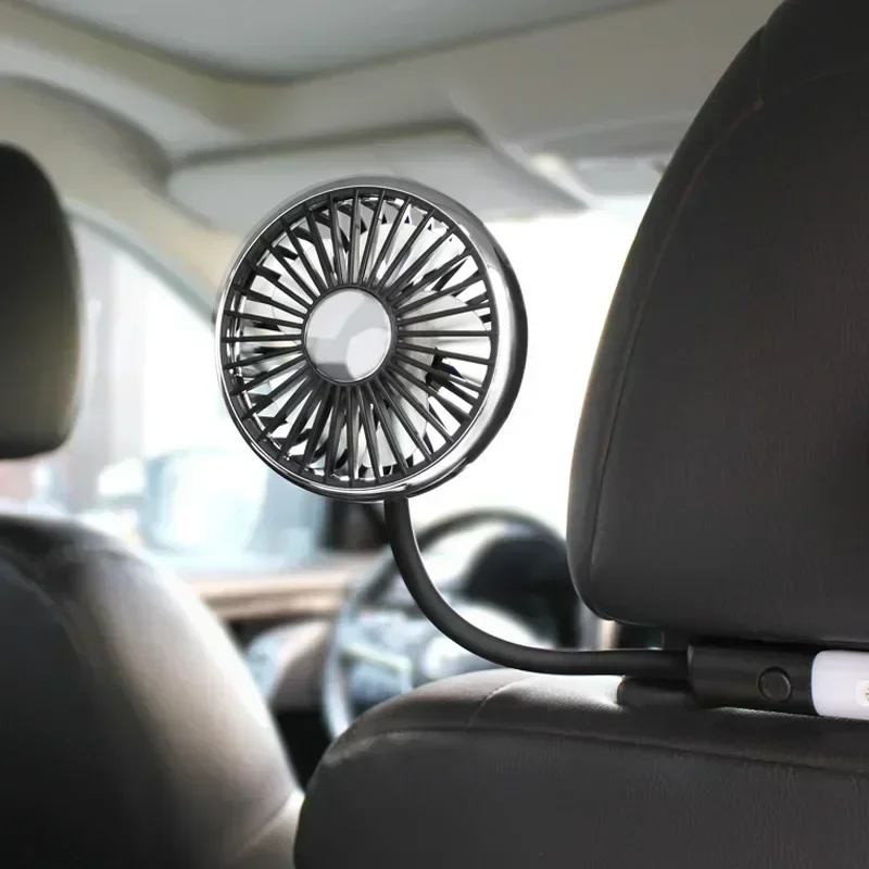 360 Degree Adjustable Auto Double Head Car Back Seat Fan USB Independent Switch Fan Dual Head Cooling Air Fan Auto Accessories