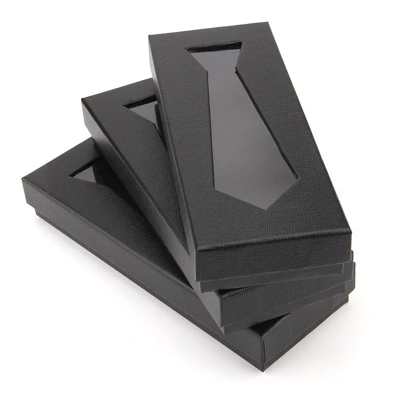 50 Teile/los 21,5x8x3,5 cm Modische Männer Schwarz Krawatte Verpackung Box Krawatte Geschenk Verpackung Box Großhandel