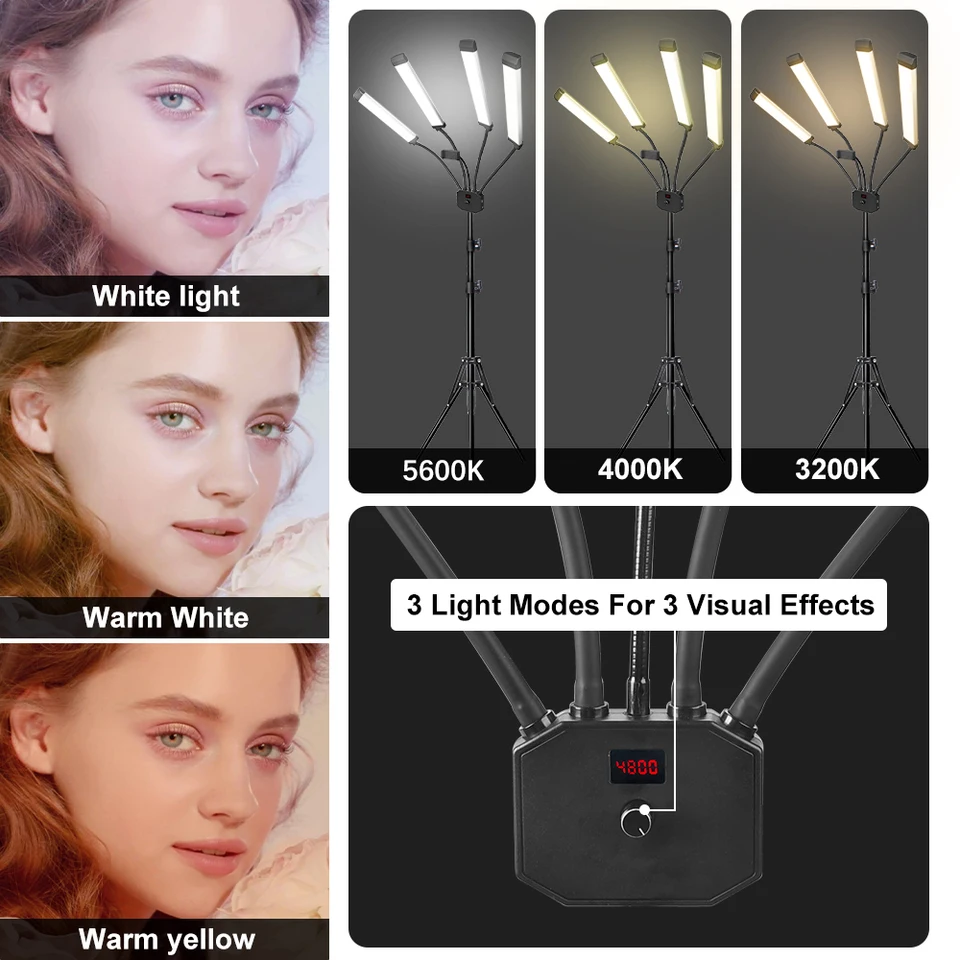 LUXCEO 4 Stück 85cm LED Video Lichtstab Mood1,LED Handheld Fotografie Lichtdimmbar und Speicher