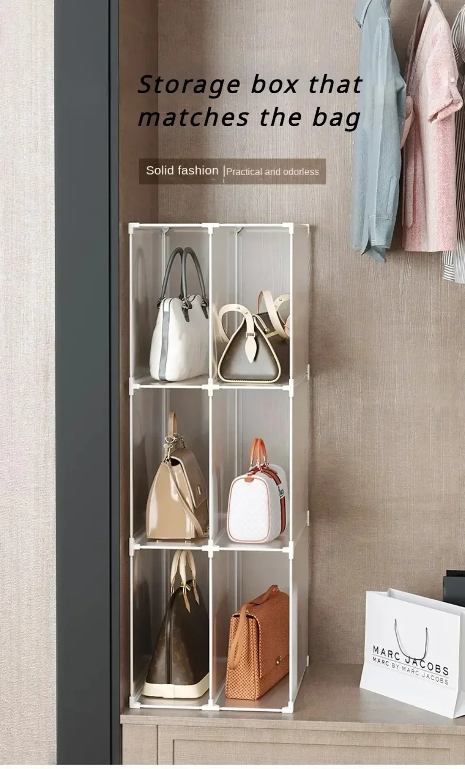 Description Picture 4 of itemHandbag Storage Cabinet Drawer Divider Storage Organizers Free Combination Creative Partition Space-Saving Storing Clothes Rack