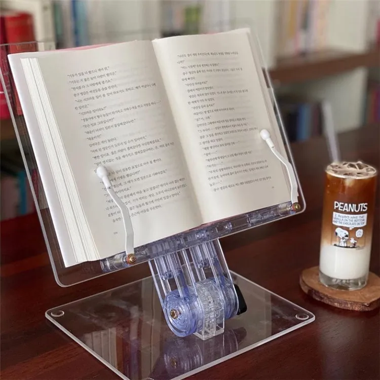 Transparent Acrylic Adjustable Lift Simple Bookshelf Tablet Ipad Desktop Bracket Book Clip Fixed Children\'s Book Clip Artifact