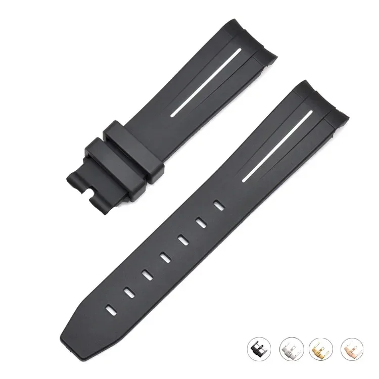 Silicone Diving Sport Watch Band – Waterproof Curved End Rubber Strap