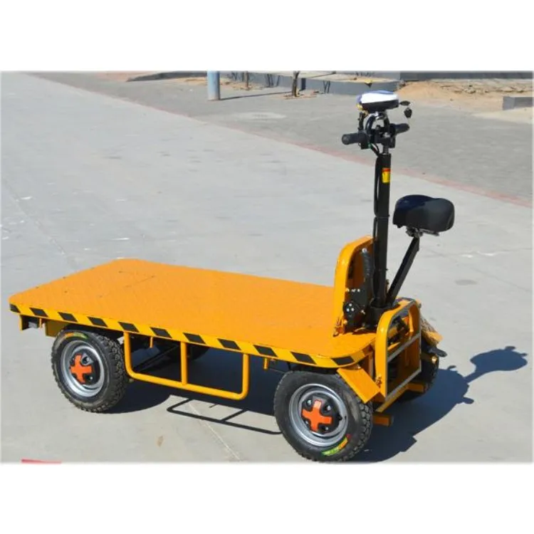Heavy-Four-Wheel Electric Motorized Warehouse Workshop Cargo Handling Trolley Flat Bed Platform for Support