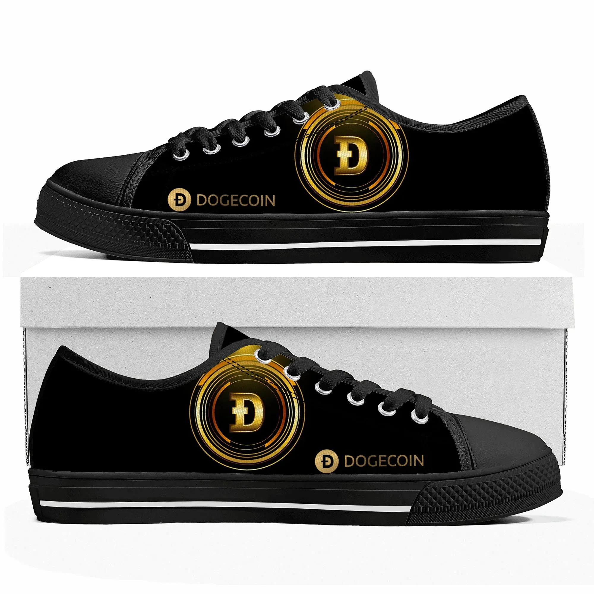 Dogecoin Crypto Currency Dog Coin Low Top High Quality Sneakers Mens Womens Teenager Canvas Sneaker Couple Shoes Custom Shoe