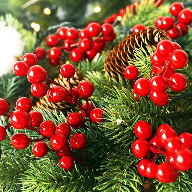 10/1Pcs Artificial Red Berry Stems Christmas Holly Berry Branches DIY  Garland Xmas Tree Ornaments Xmas Party Decortions Crafts - AliExpress