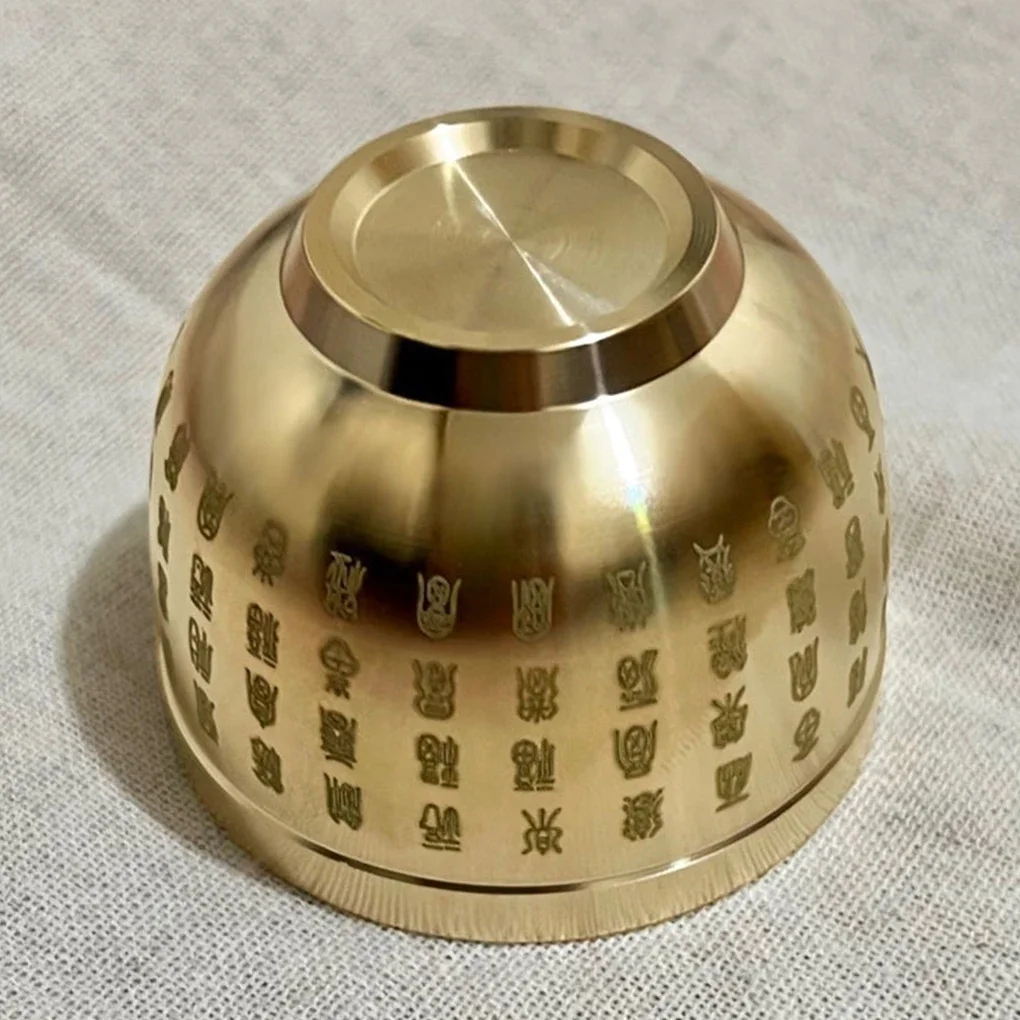 Exquisite Gold Feng Shui Hundred Blessings Bowl Copper Mini Ornament Auspicious Gift for Home Office Temple Decoration 4.5CM/6CM