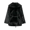 Zach Ailsa Women's Belt Decoration Collar Solid Color Medium Long Coat Autumn/Winter New Long Sleeve Loose Coat 3