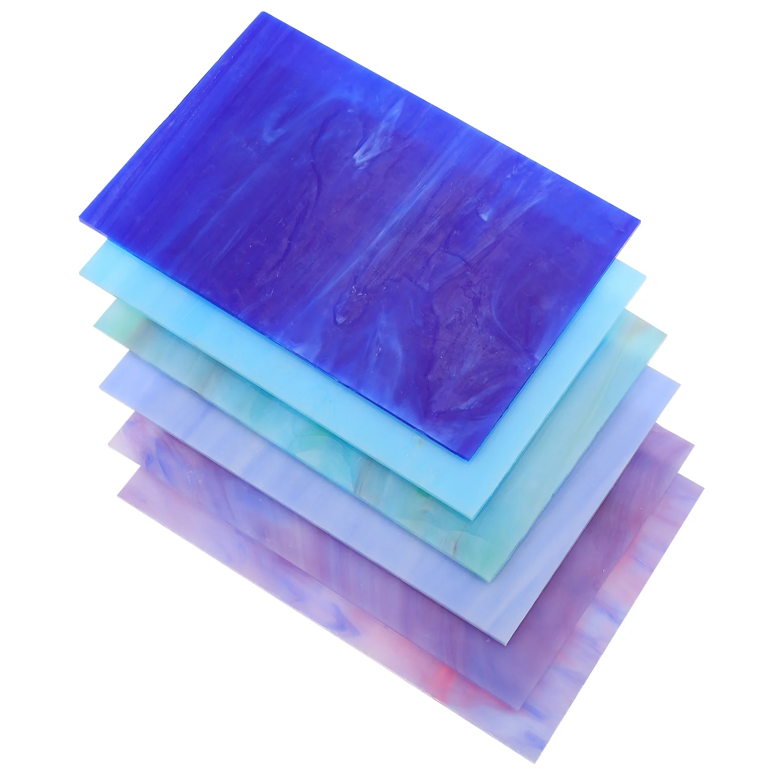

6 Pcs Water Ripple Glass Sheet Colored Mica Flakes Student Cathedral Stained Mosaic Making Supply