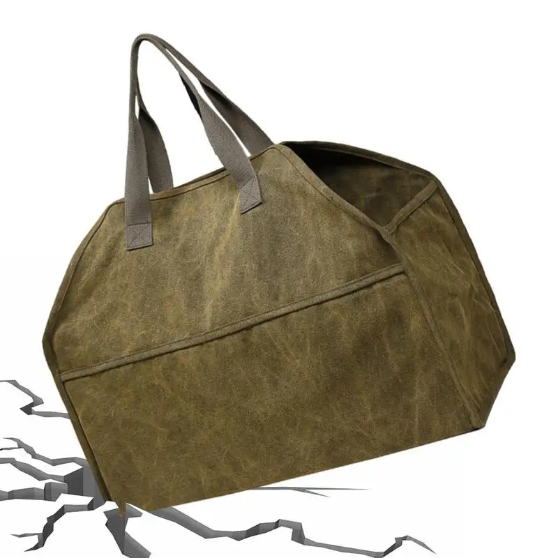 

Log Carrier Canvas Wood Carrying Pouch Heavy Duty Firewood Log Tote Bag Portable Carrier With Handles For Camping Trip Gift