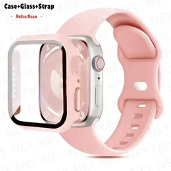 Premium Silicone Watchband with Glass Case - 42mm series 321 (Vintage rose 32)