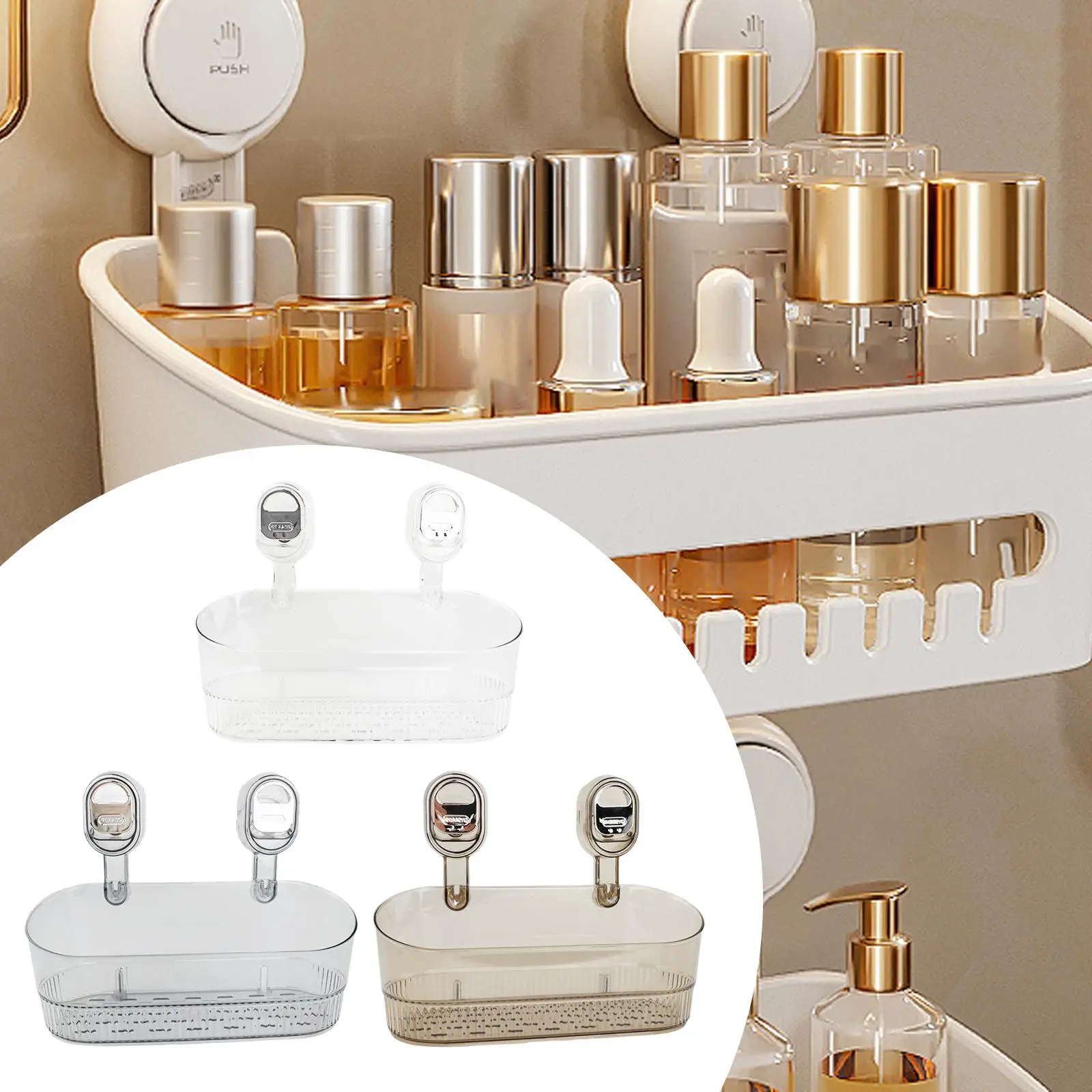 Suction Cup Shower Shelf Wall Mounted Modern No Drilling Need Storage Rack for Laundry Room Apartment Kitchen Toilet Dorm